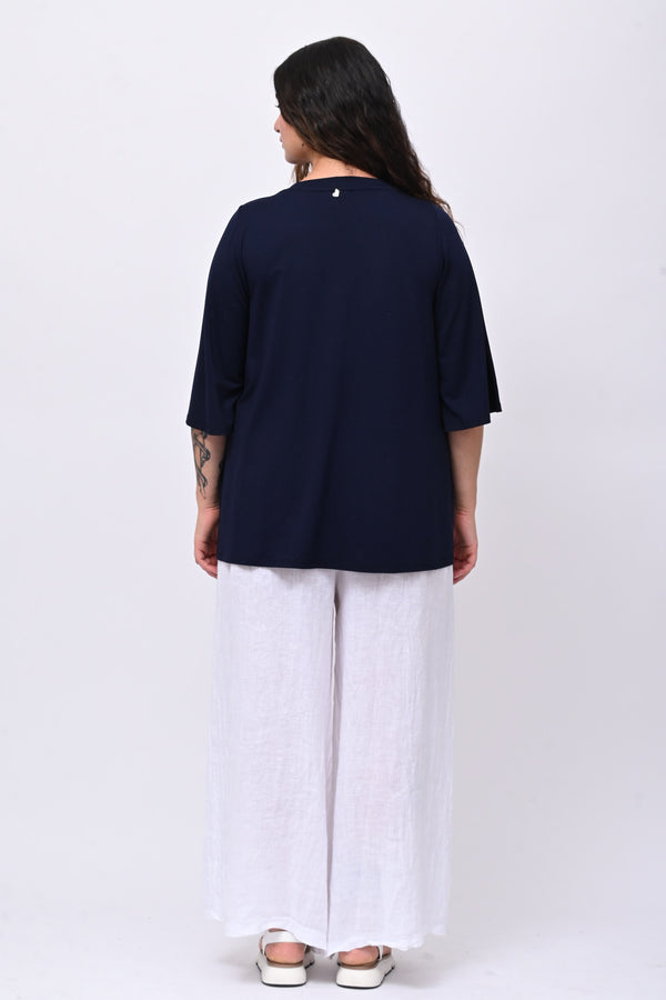 Maglia fiocchi perle - Blu notte