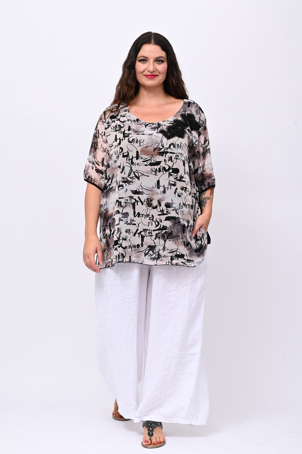 Blusa Love Pailettes - Nero