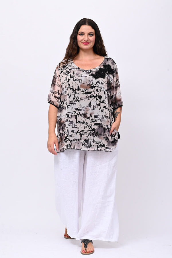 Blusa Love Pailettes - Nero