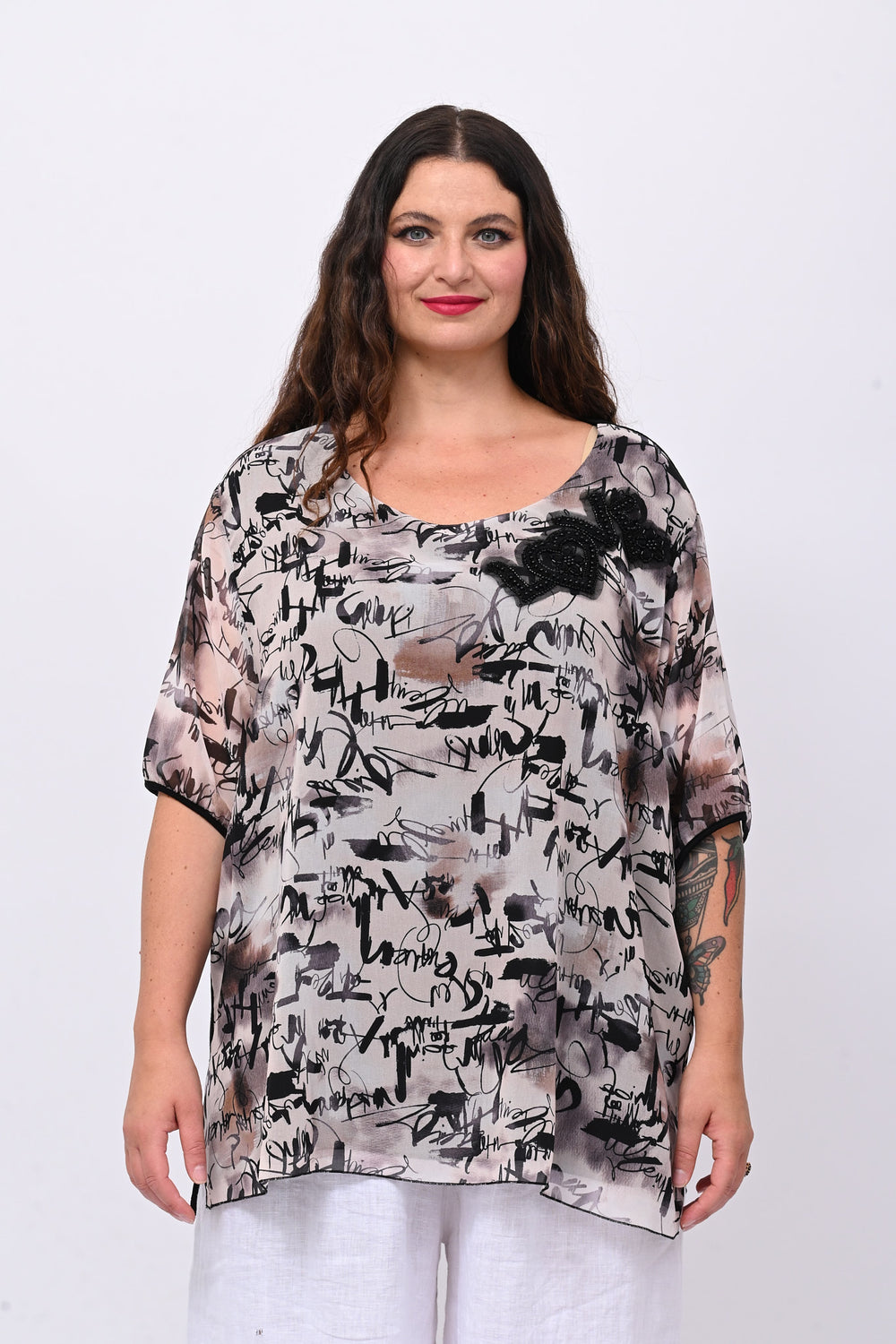 Blusa Love Pailettes - Nero