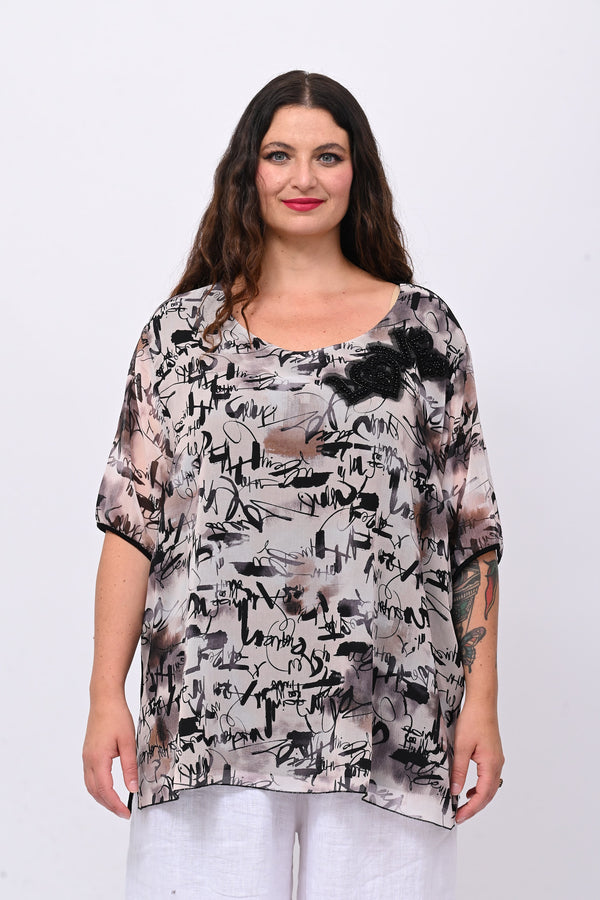 Blusa Love Pailettes - Nero