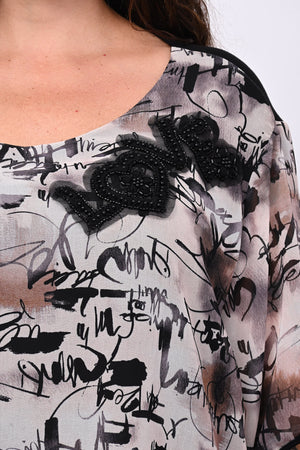 Blusa Love Pailettes - Nero