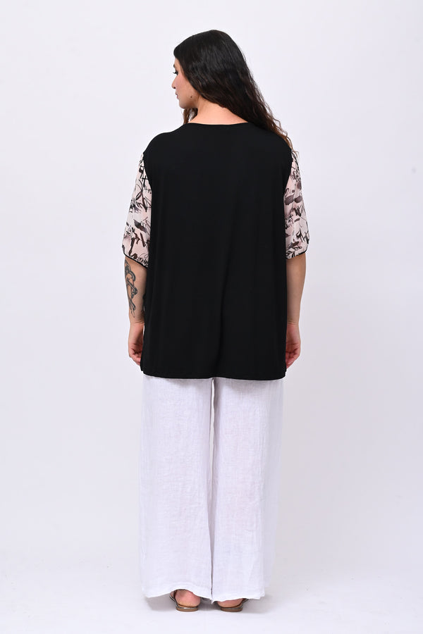Blusa Love Pailettes - Nero
