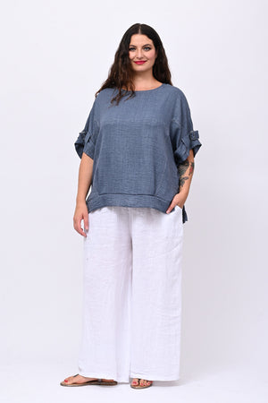 Blusa effetto lino gancio - Jeans