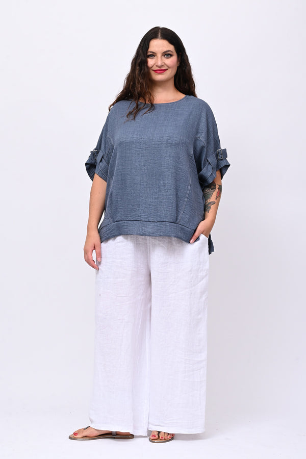 Blusa effetto lino gancio - Jeans