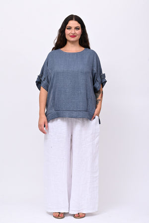 Blusa effetto lino gancio - Jeans