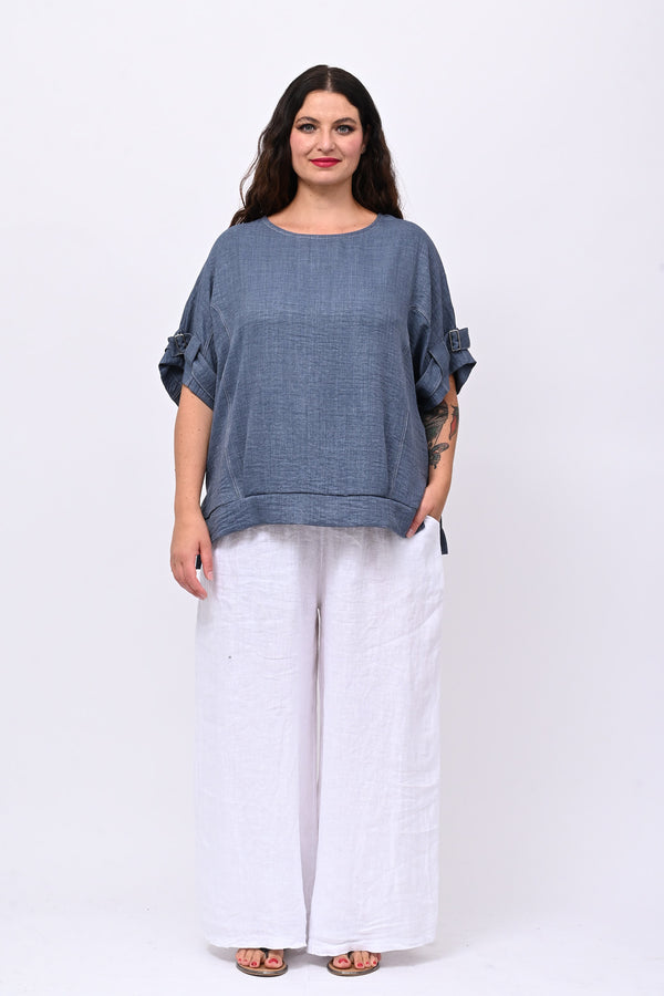 Blusa effetto lino gancio - Jeans