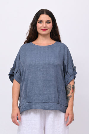 Blusa effetto lino gancio - Jeans