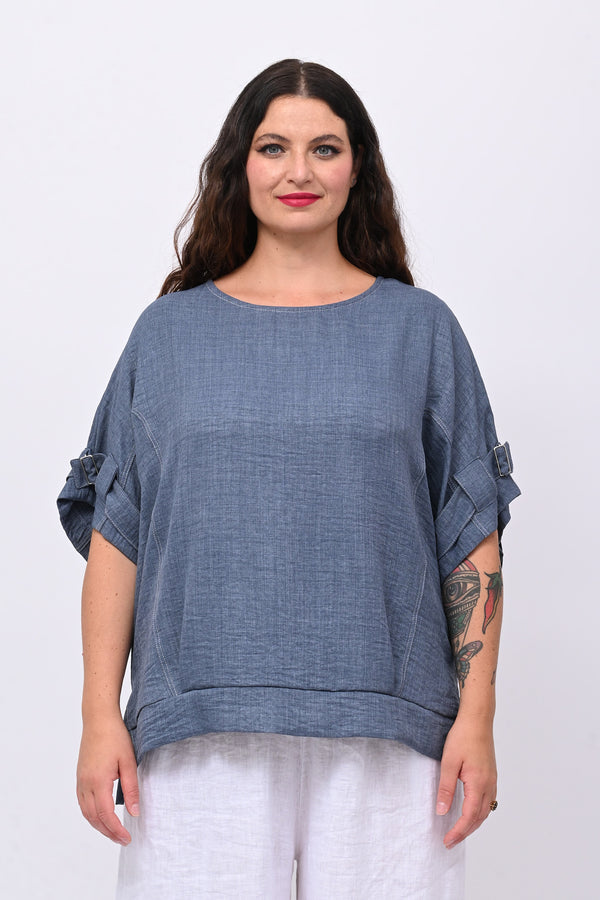 Blusa effetto lino gancio - Jeans
