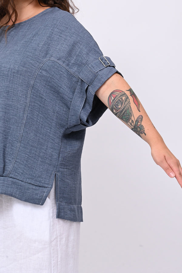 Blusa effetto lino gancio - Jeans