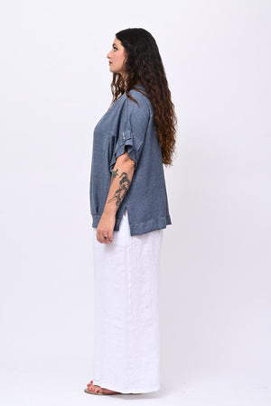 Blusa effetto lino gancio - Jeans