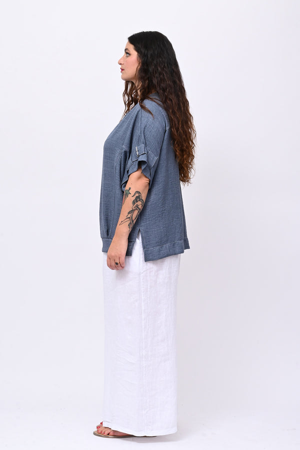 Blusa effetto lino gancio - Jeans