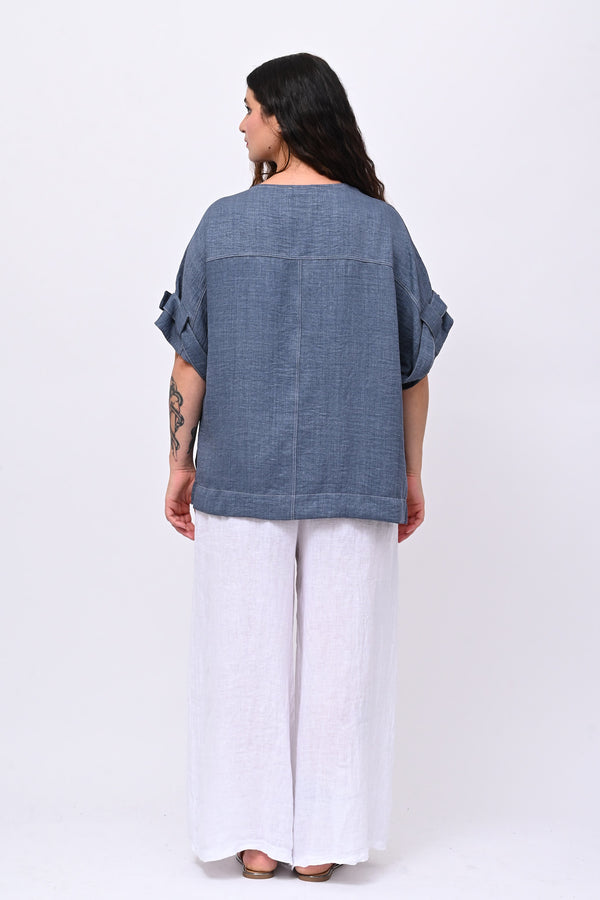 Blusa effetto lino gancio - Jeans
