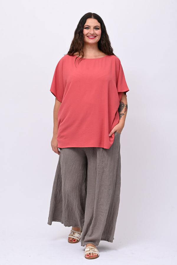 Pantalone palazzo lino - Fango