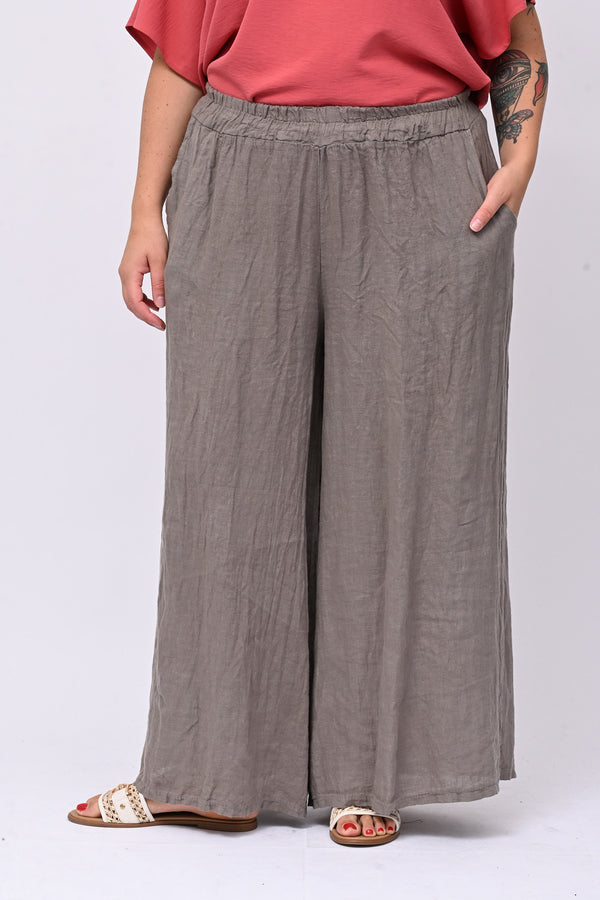 Pantalone palazzo lino - Fango