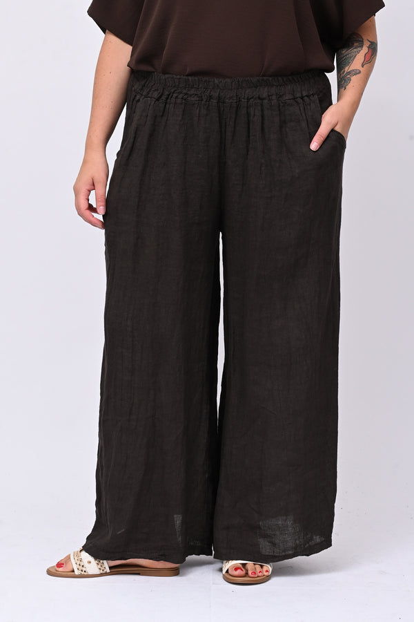 Pantalone palazzo lino - Moro