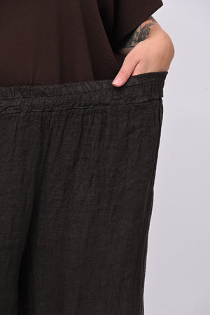 Pantalone palazzo lino - Moro
