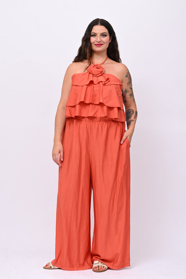 Jumpsuit rouches fiore - Coccio