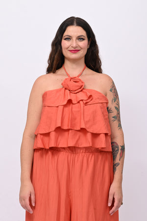 Jumpsuit rouches fiore - Coccio
