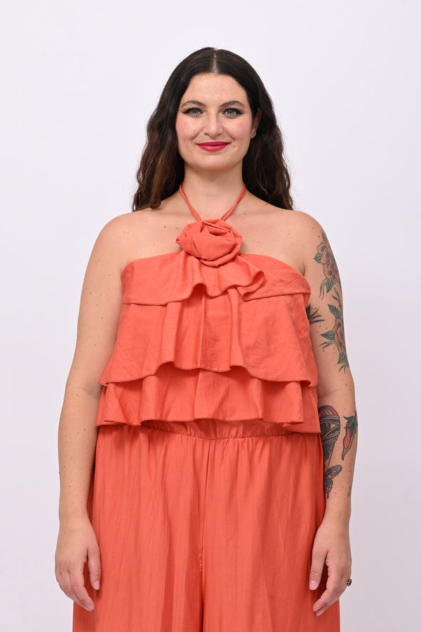Jumpsuit rouches fiore - Coccio