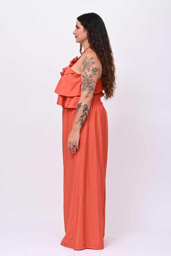 Jumpsuit rouches fiore - Coccio