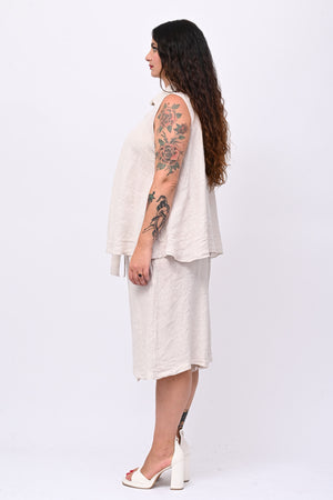 Camicia smanicata lino - Burro