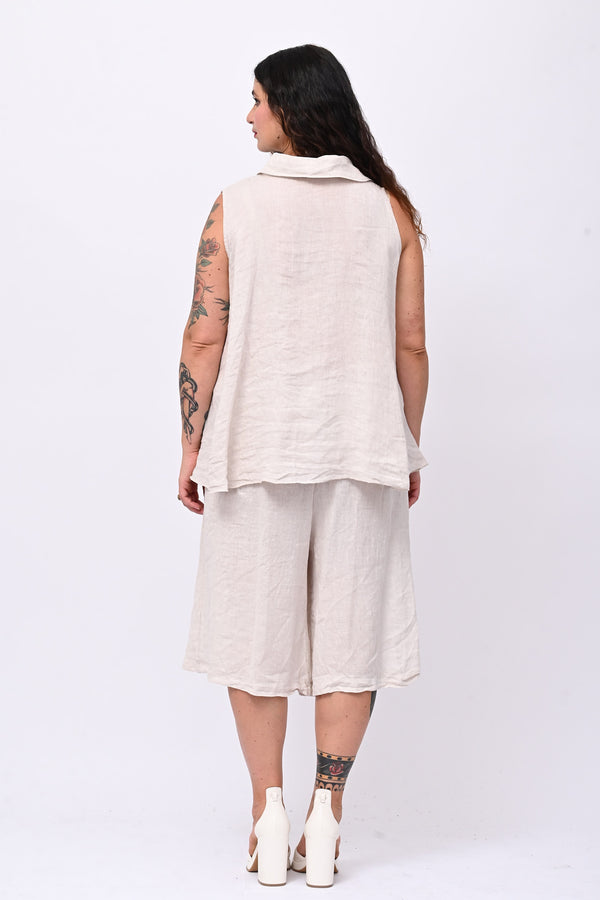 Camicia smanicata lino - Burro