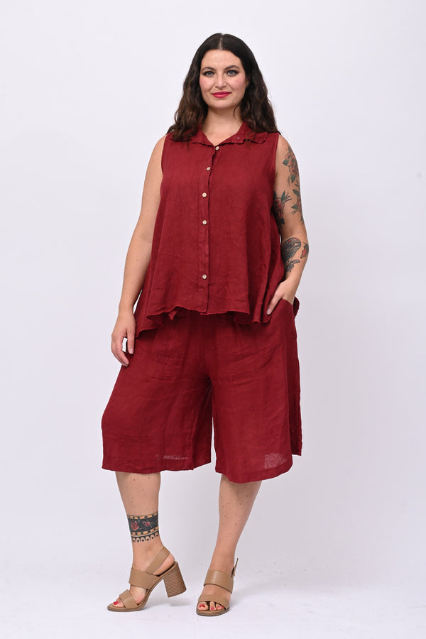Camicia smanicata lino - India