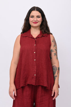 Camicia smanicata lino - India
