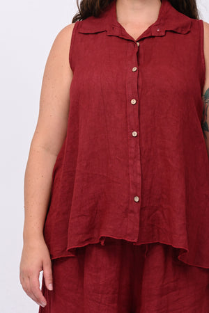 Camicia smanicata lino - India