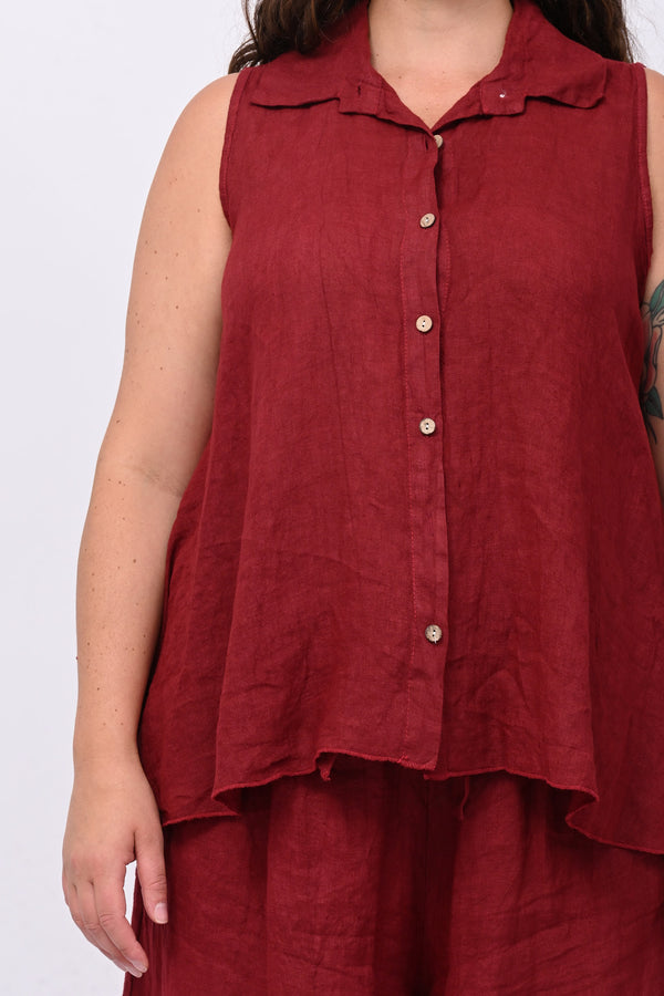 Camicia smanicata lino - India