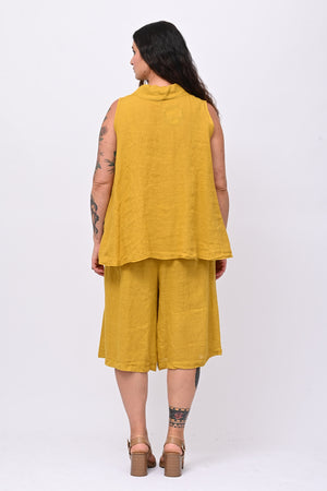 Camicia smanicata lino - Senape