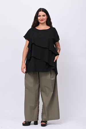 Blusa doppia balza - Nero