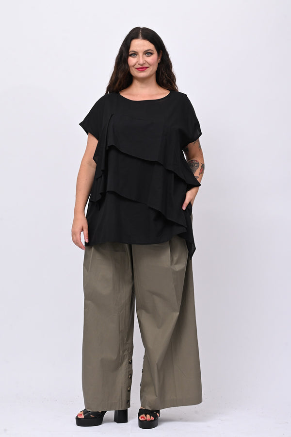 Blusa doppia balza - Nero