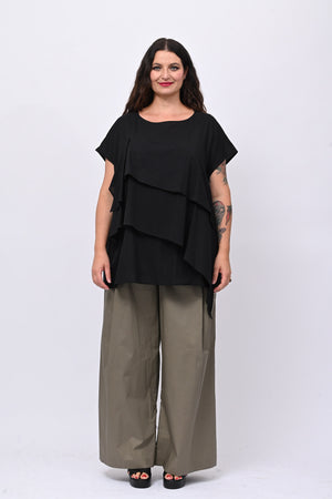 Blusa doppia balza - Nero