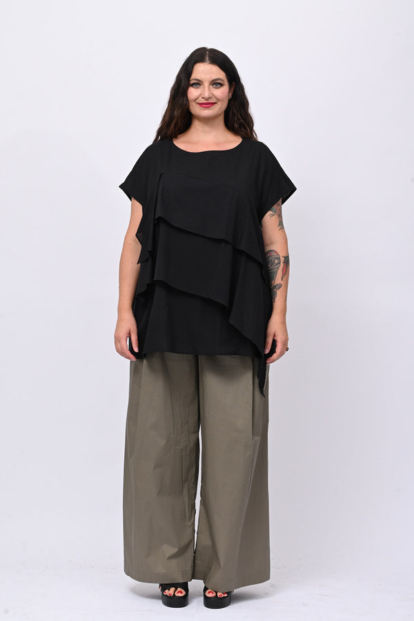 Blusa doppia balza - Nero