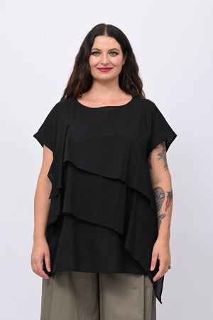 Blusa doppia balza - Nero