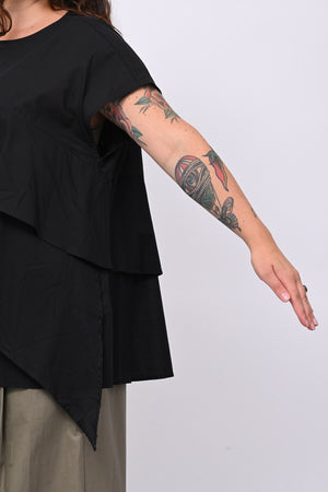 Blusa doppia balza - Nero