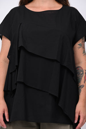 Blusa doppia balza - Nero