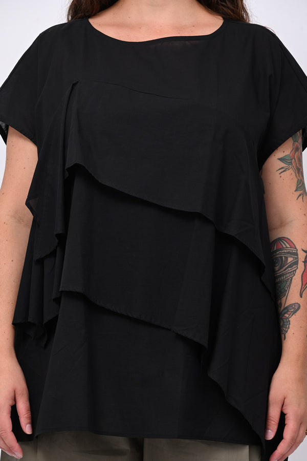 Blusa doppia balza - Nero
