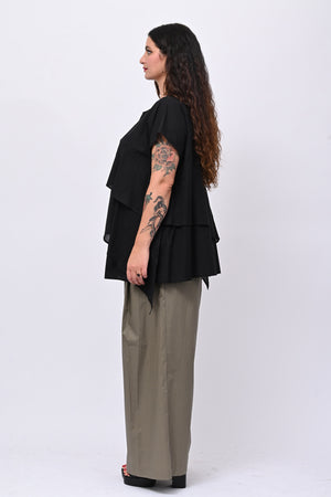 Blusa doppia balza - Nero