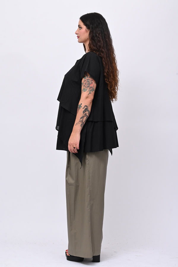Blusa doppia balza - Nero