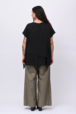 Blusa doppia balza - Nero