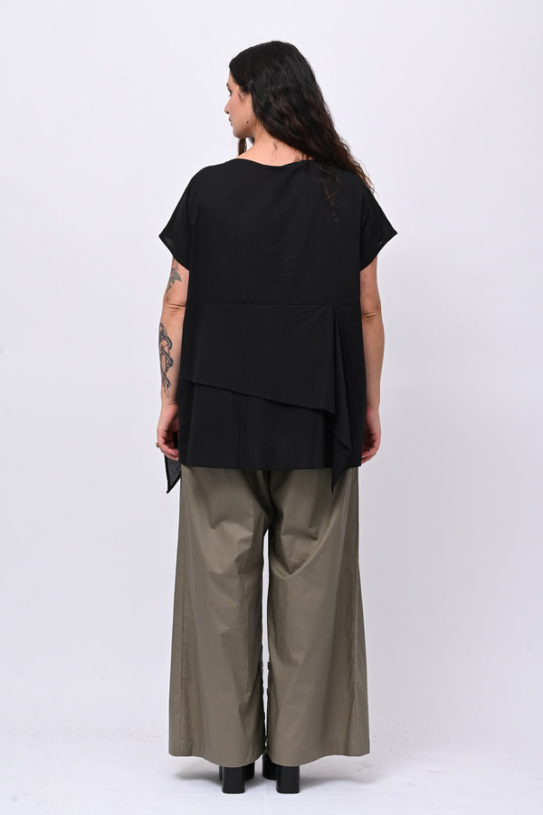 Blusa doppia balza - Nero