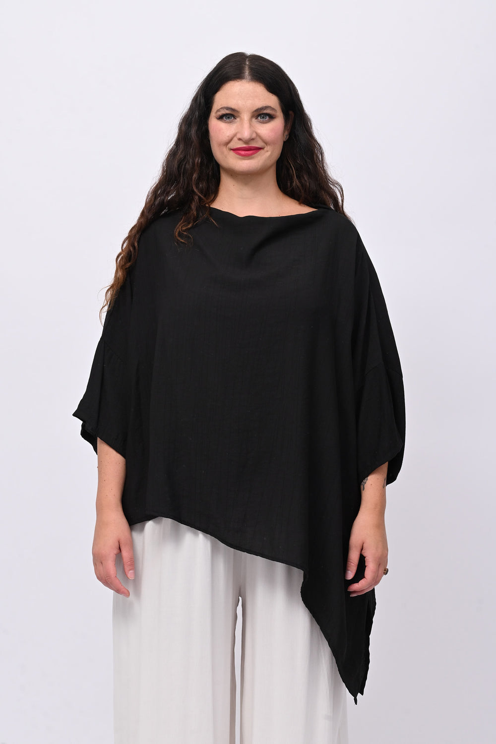 Blusa over chantung - Nero