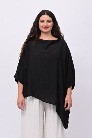 Blusa over chantung - Nero