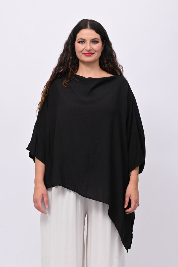 Blusa over chantung - Nero
