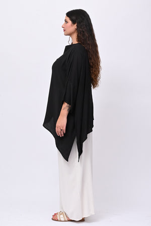 Blusa over chantung - Nero