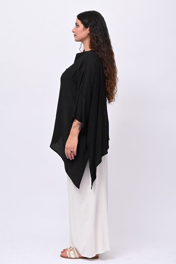 Blusa over chantung - Nero