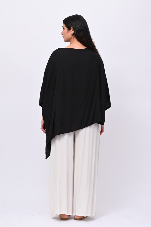 Blusa over chantung - Nero